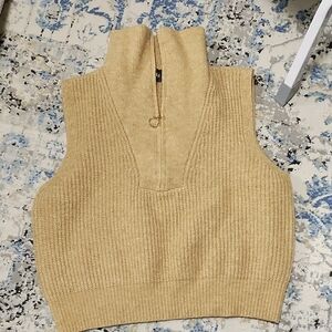 Cider Tan Knit Zipper Vest